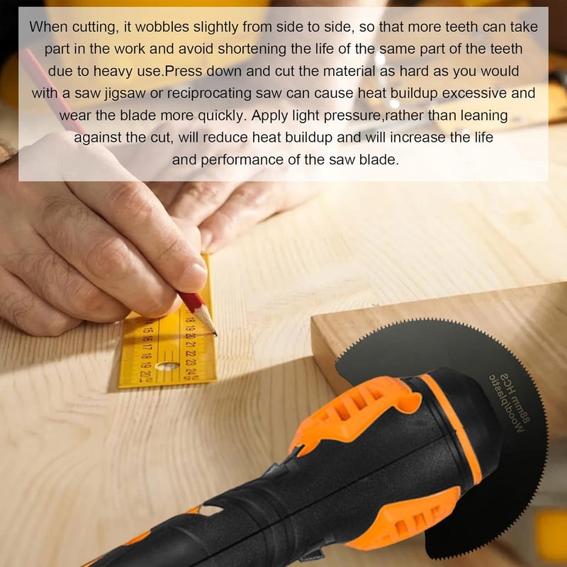 RRRPIO 5-Piece High Carbon Steel Oscillating Saw Blade Set - 88mm Blades for Cutting Wood Soft Metal and Plastic - Quick Release Blades Compatible with Dewalt Makita Ryobi Milwaukee Fein and Rockwell - Image 5